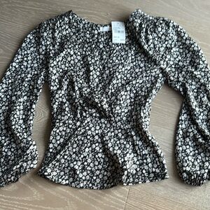 Lush Black and White floral Top